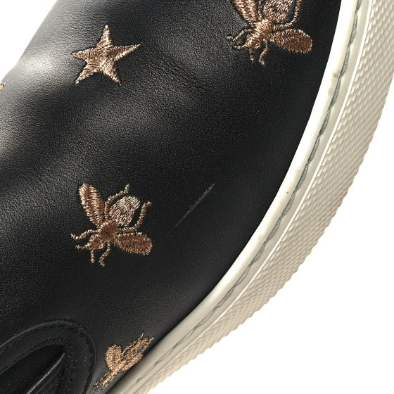 GUCCI bee star black leather sneakers