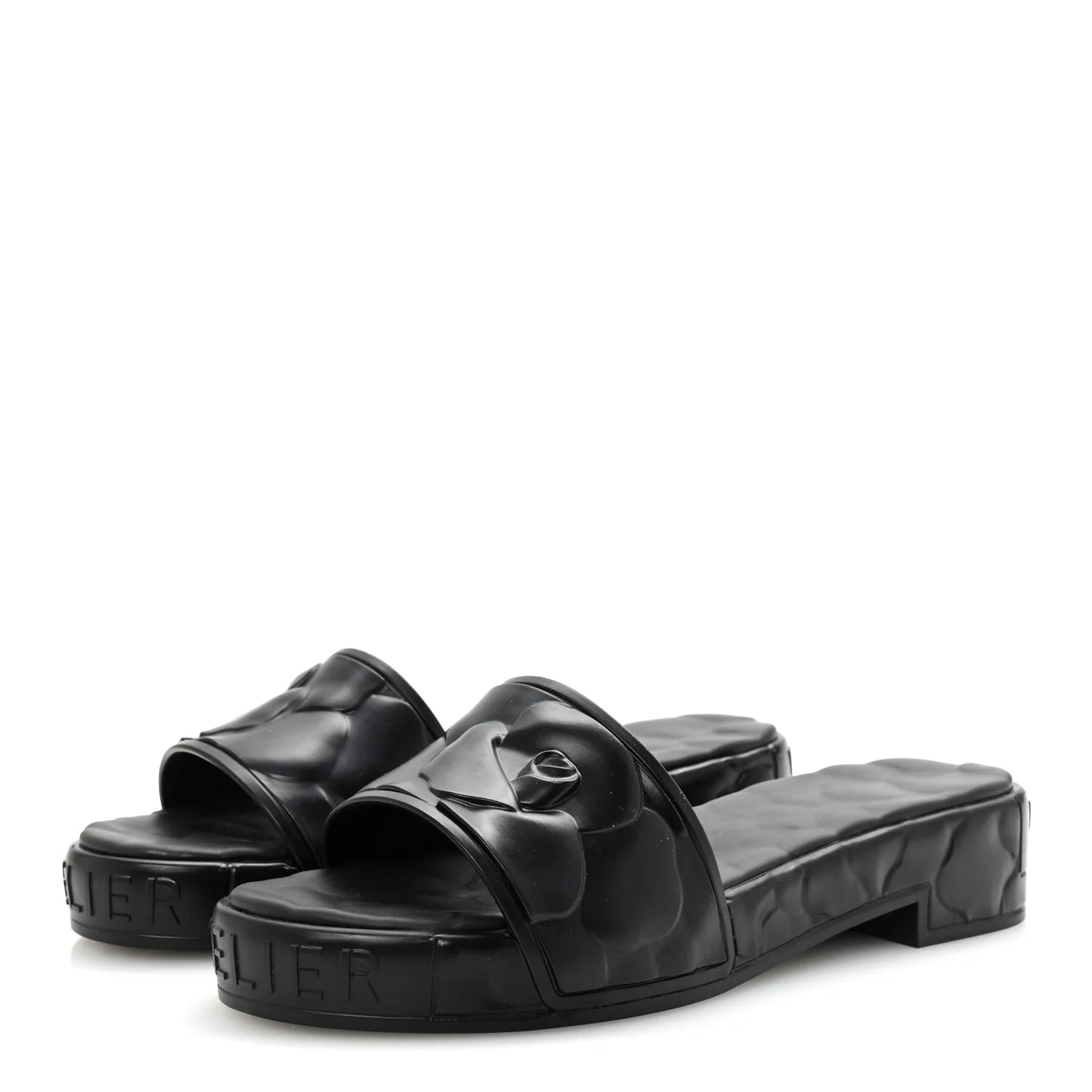 VALENTINO black rubber rose sandals
