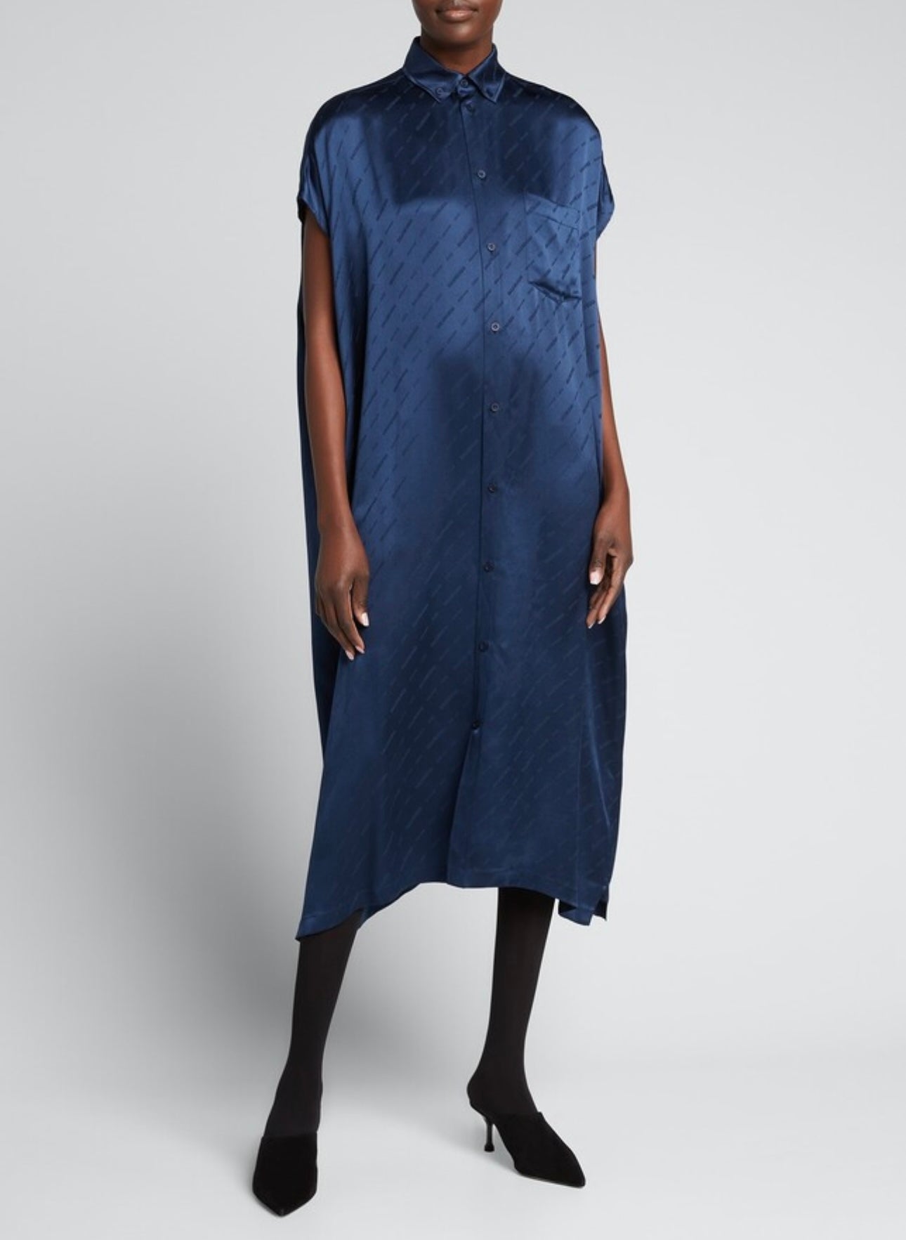 Balenciaga Jacquard Logo Silk Midi Dress