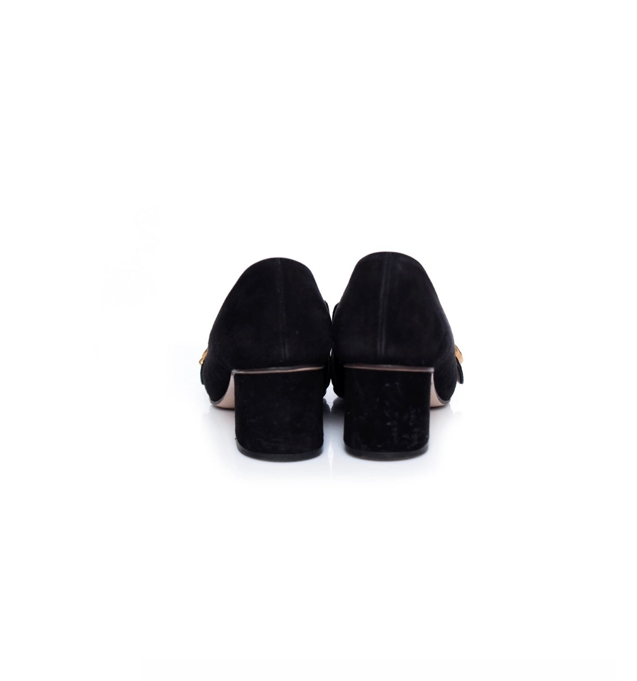 GUCCI - Black suede mid-heel loafer marmont pumps