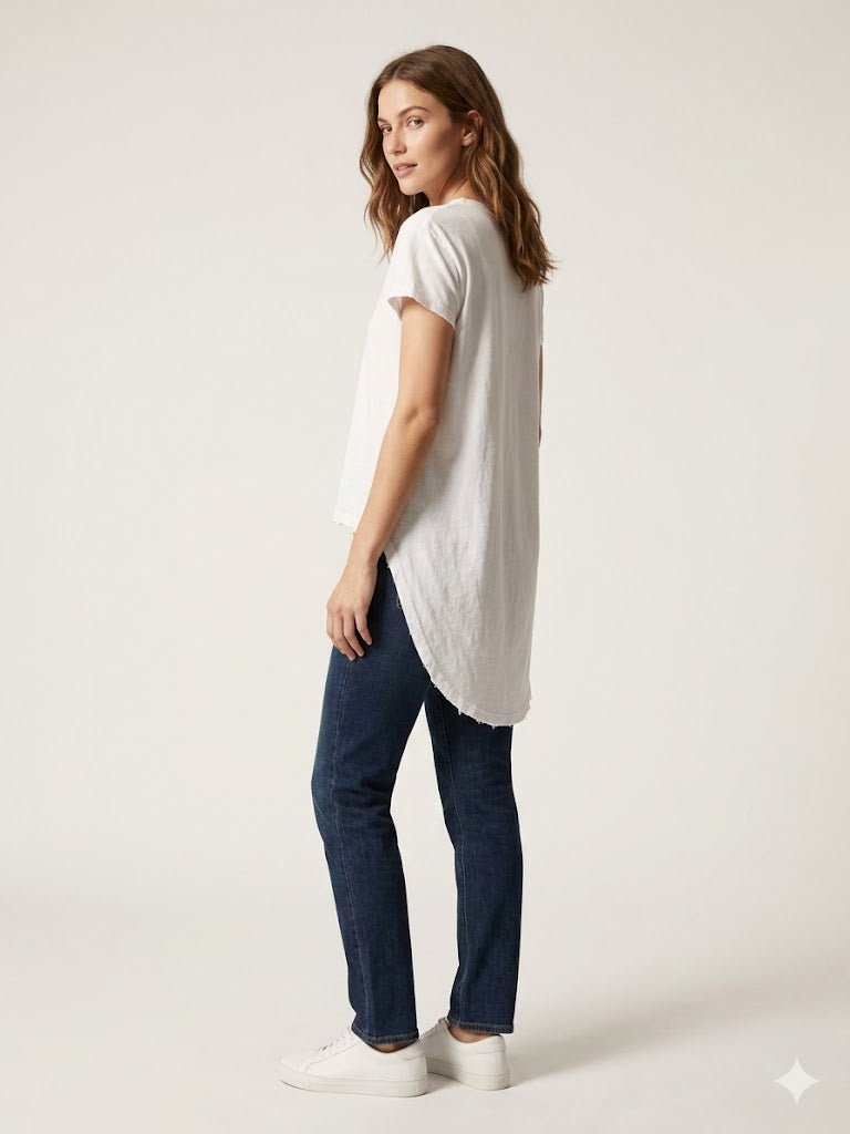 THE GREAT distressed white tshirt, holes, high low style