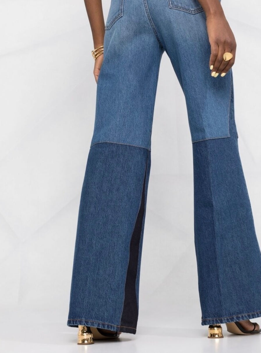 Victoria Beckham Two-Tone Flared Jeans