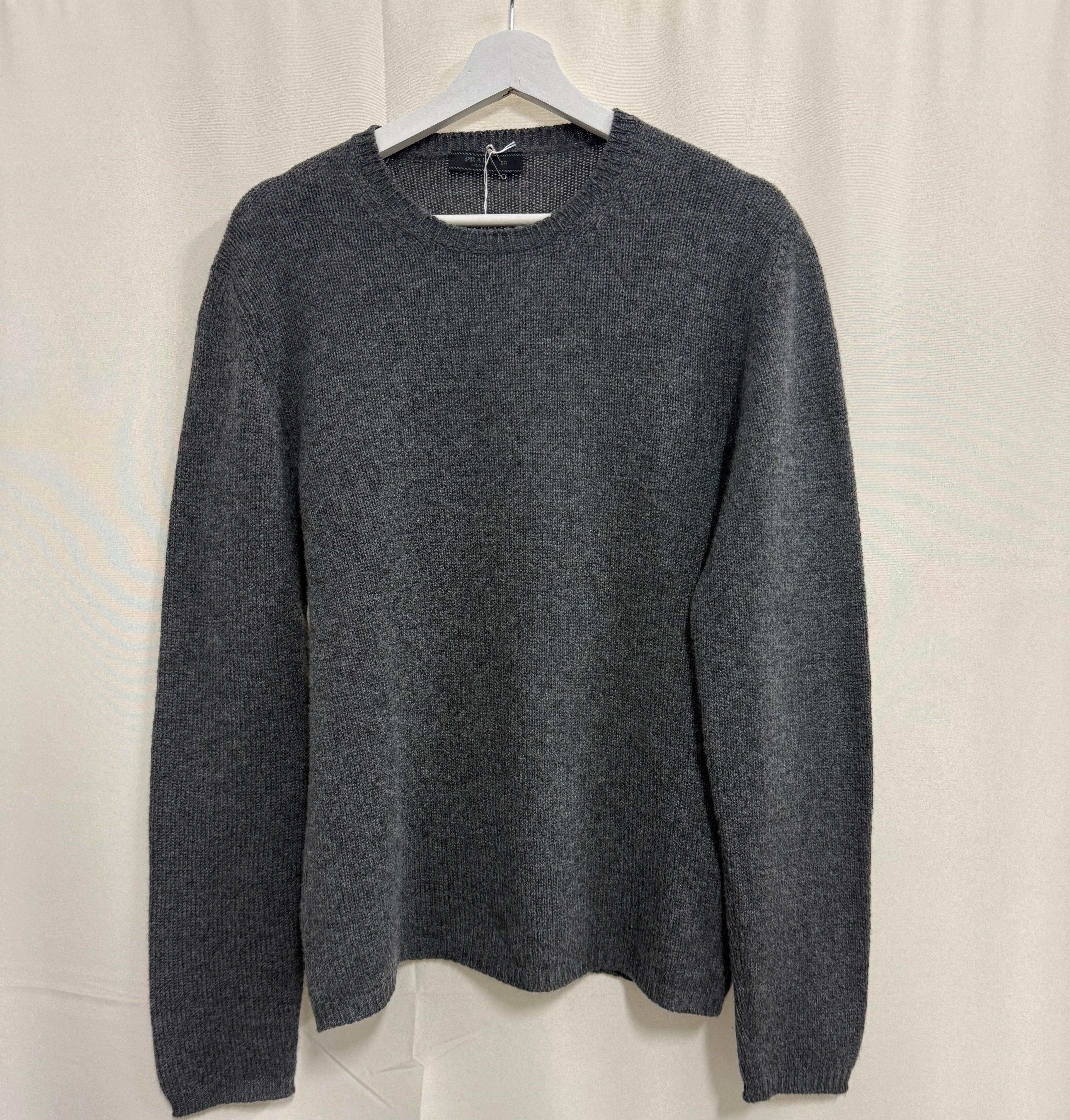Prada - Men’s Grey 100% cashmere Crewneck Sweater