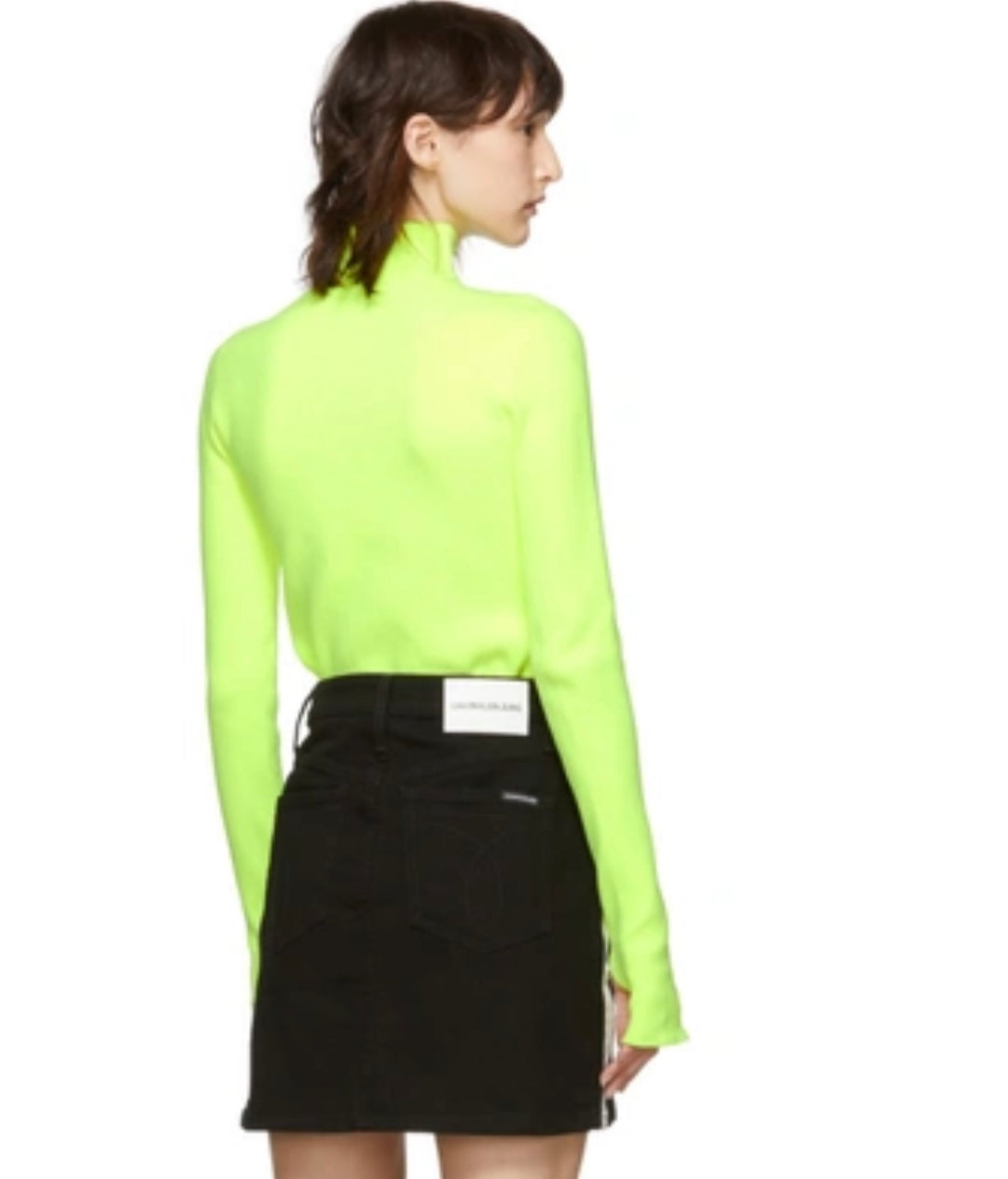 HELMUT LANG -NEON YELLOW RIBBED TURTLENECK