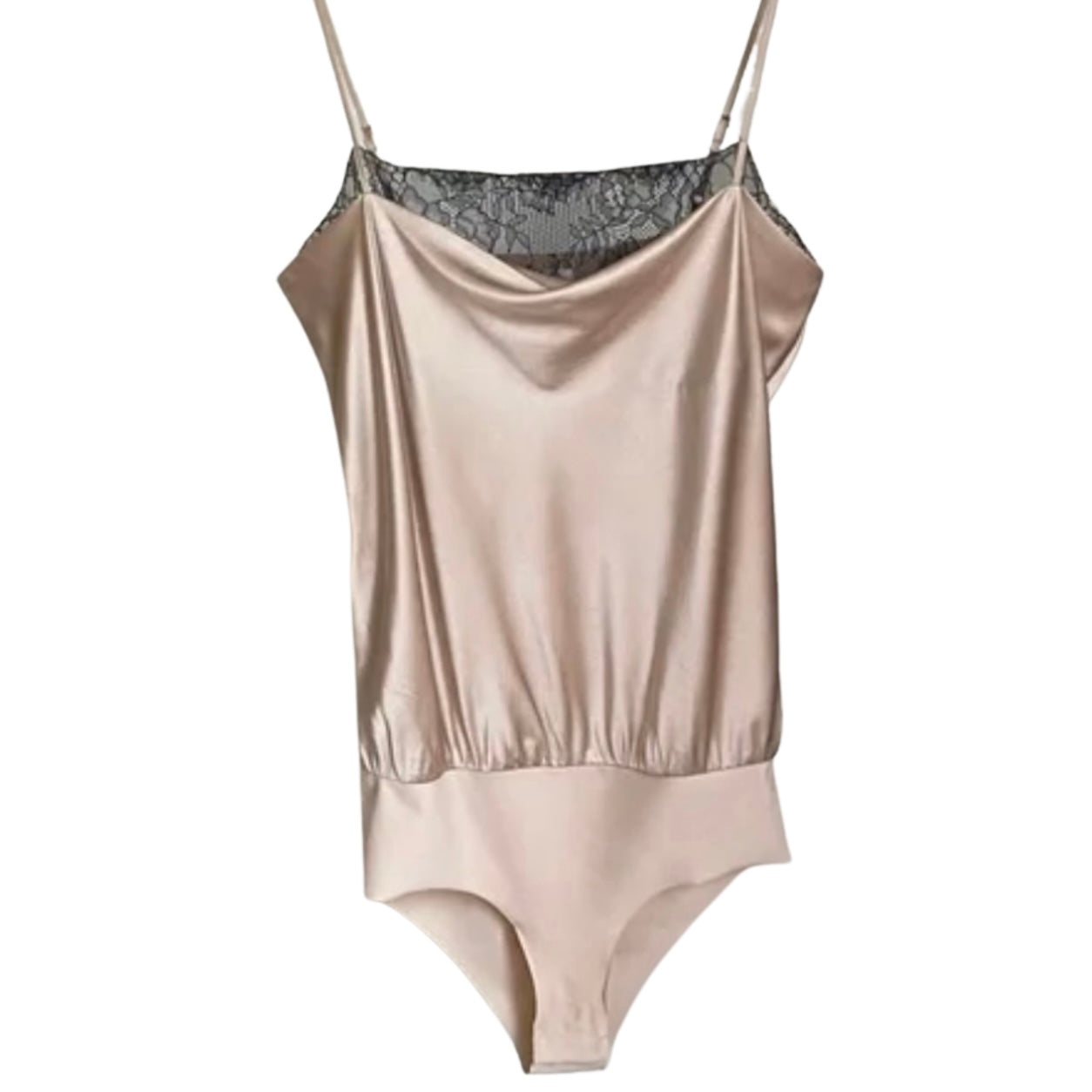 CAMI NYC Romy Lace Trimmed Rose Stretch Silk Charmeuse and Nylon Bodysuit