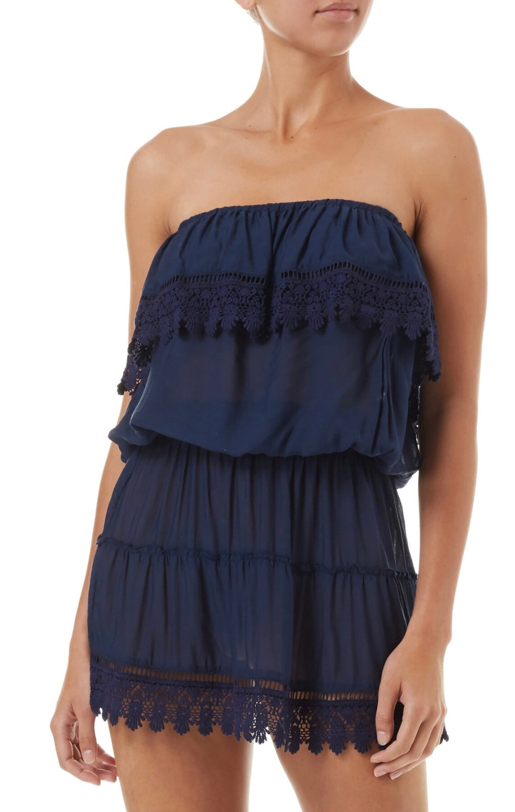 MELISSA ODABASH strapless lace dress