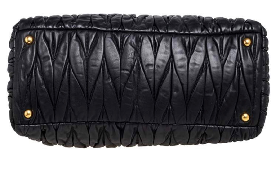 MIU MIU black matelasse leather dome satchel