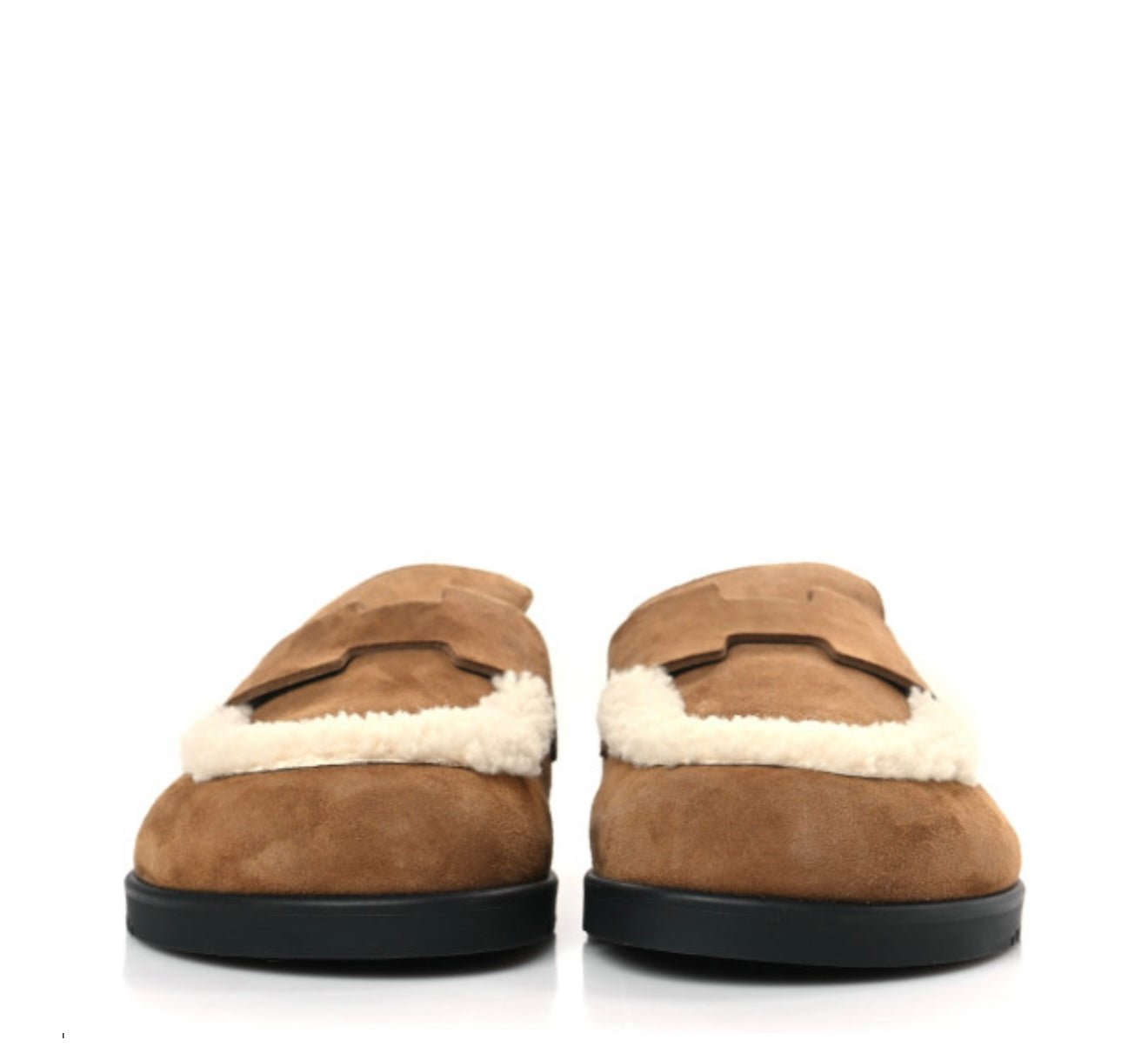 HERMES
Suede Goatskin Shearling Go Mules 35 Brun Frume Ecru