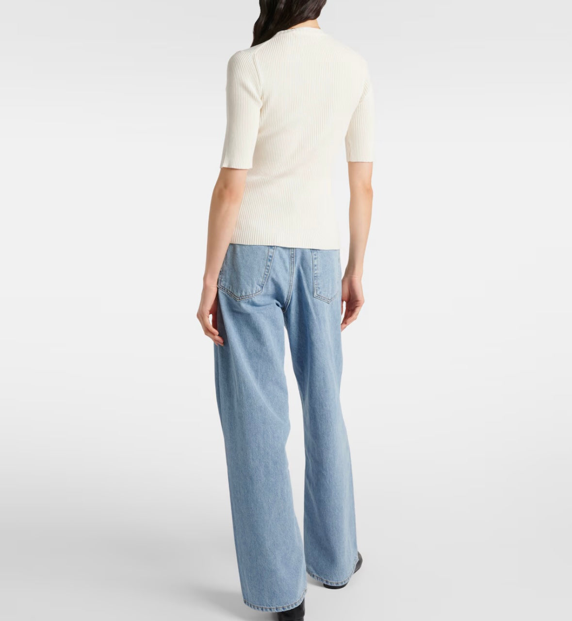 Róhe ivory ribbed cotton blend tshirt