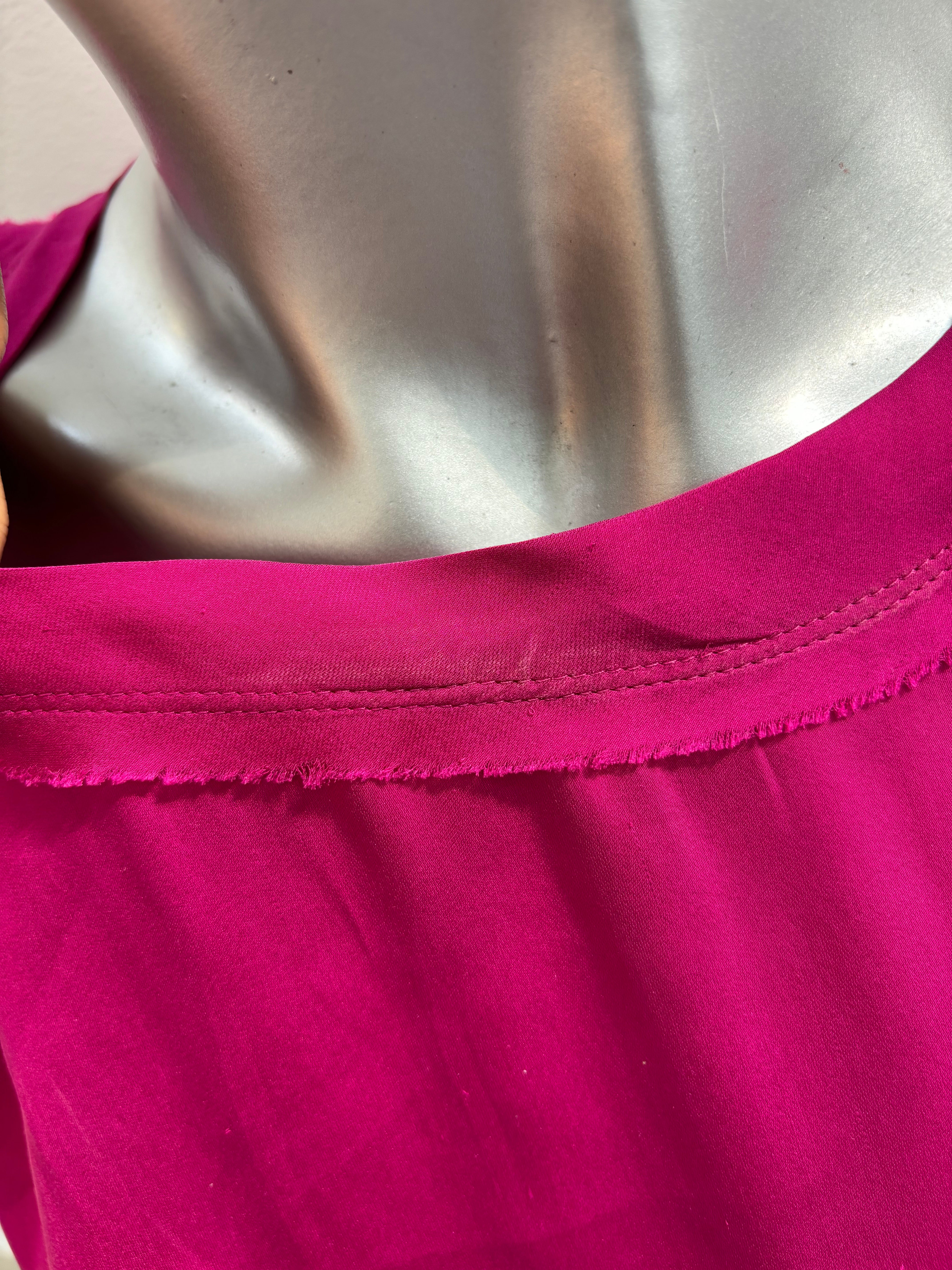 LANVIN fuscia silk short sleeve top