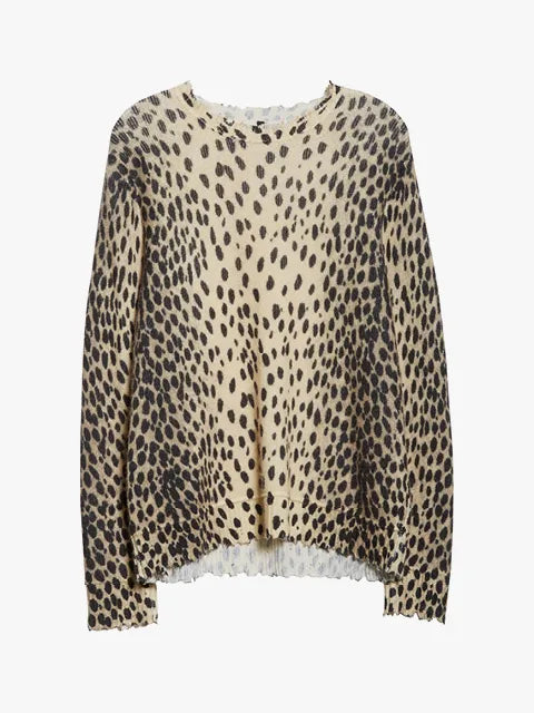 R13 leopard distressed sweater