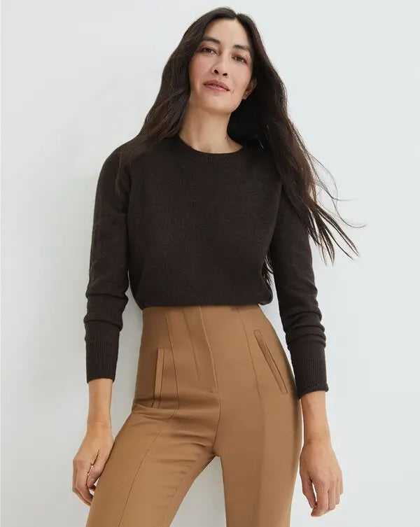 VERONICA BEARD brown cashmere long sleeve with shoulder pads