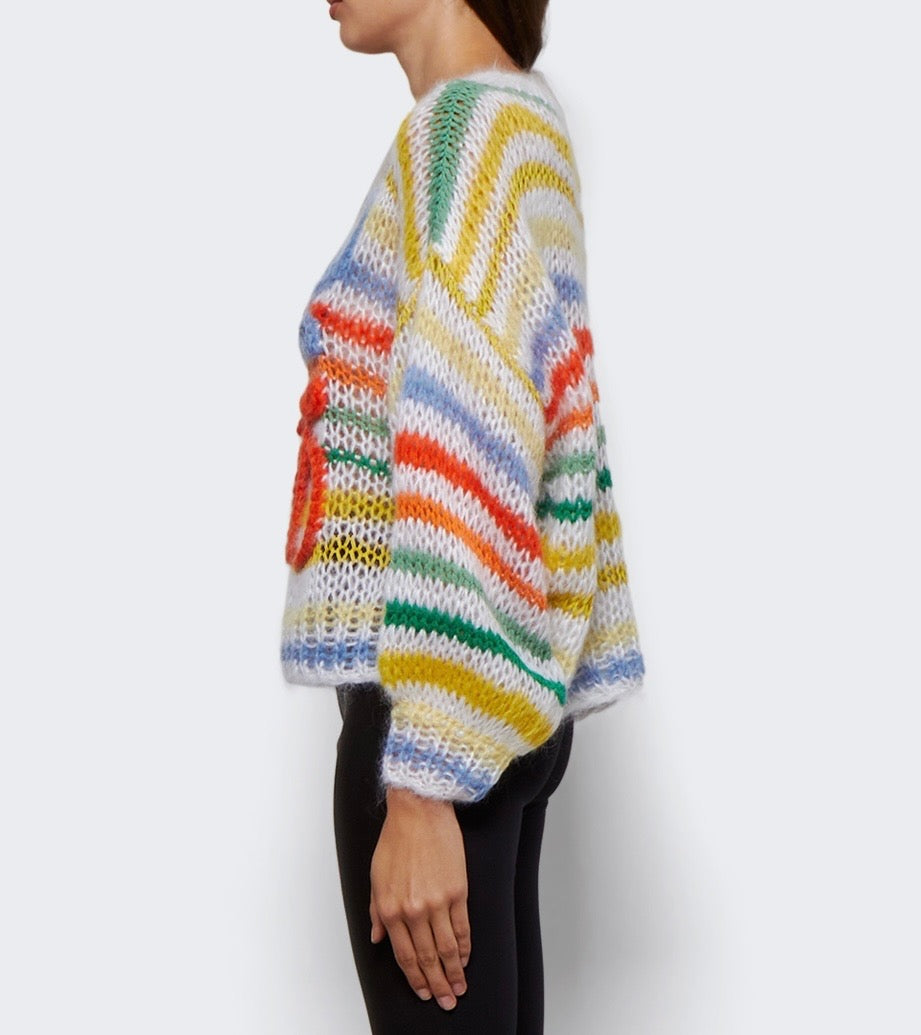 Loewe Anagram-Embroidered Stripe Mohair Sweater