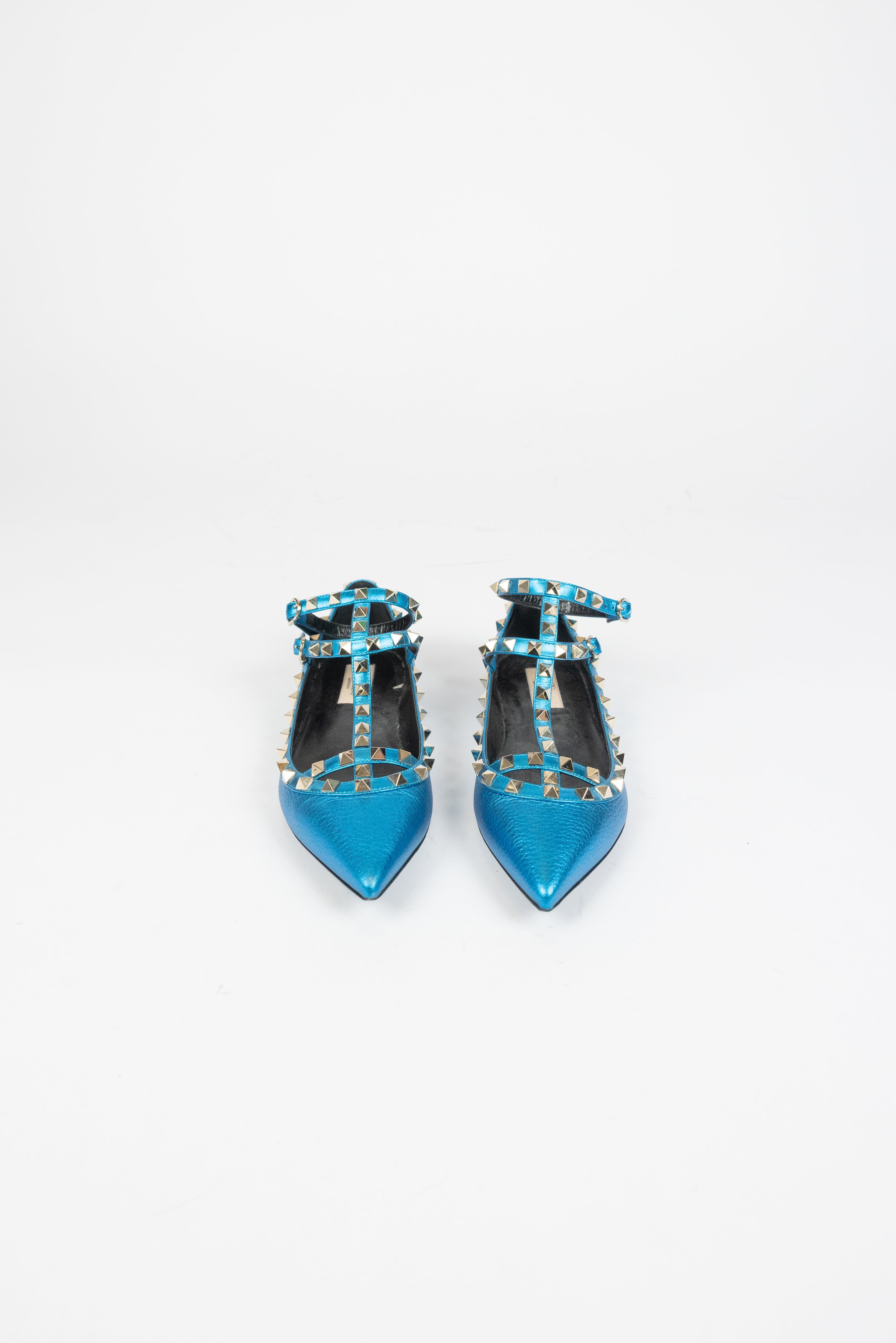 Valentino Blue Caged Rockstud Flats