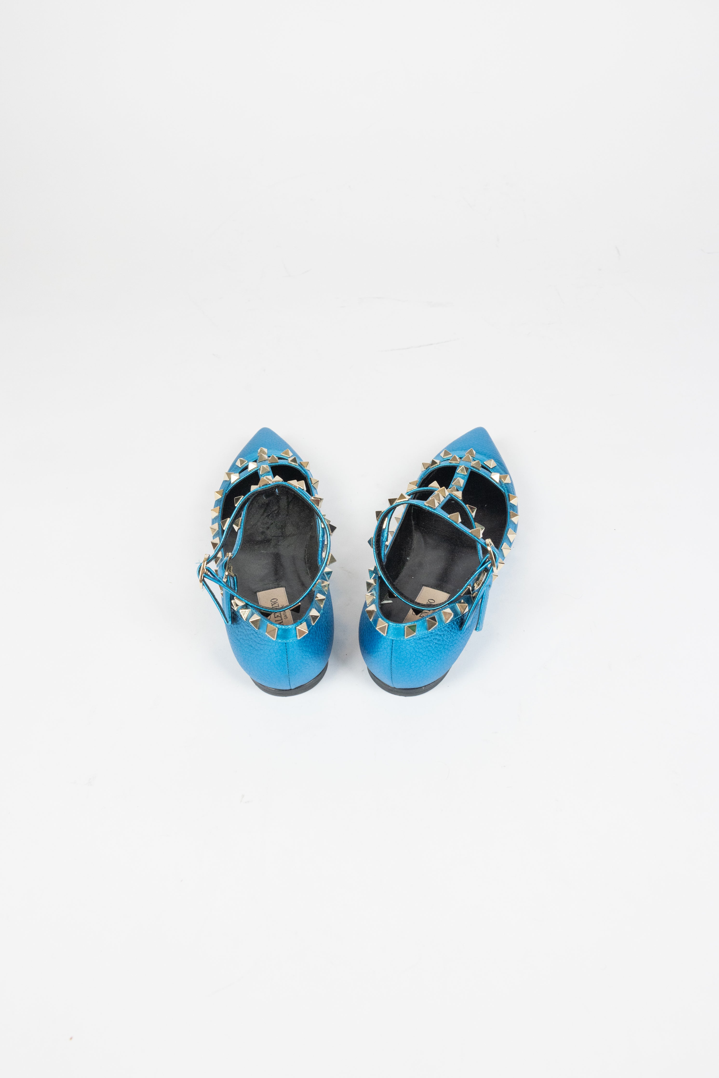 Valentino Blue Caged Rockstud Flats