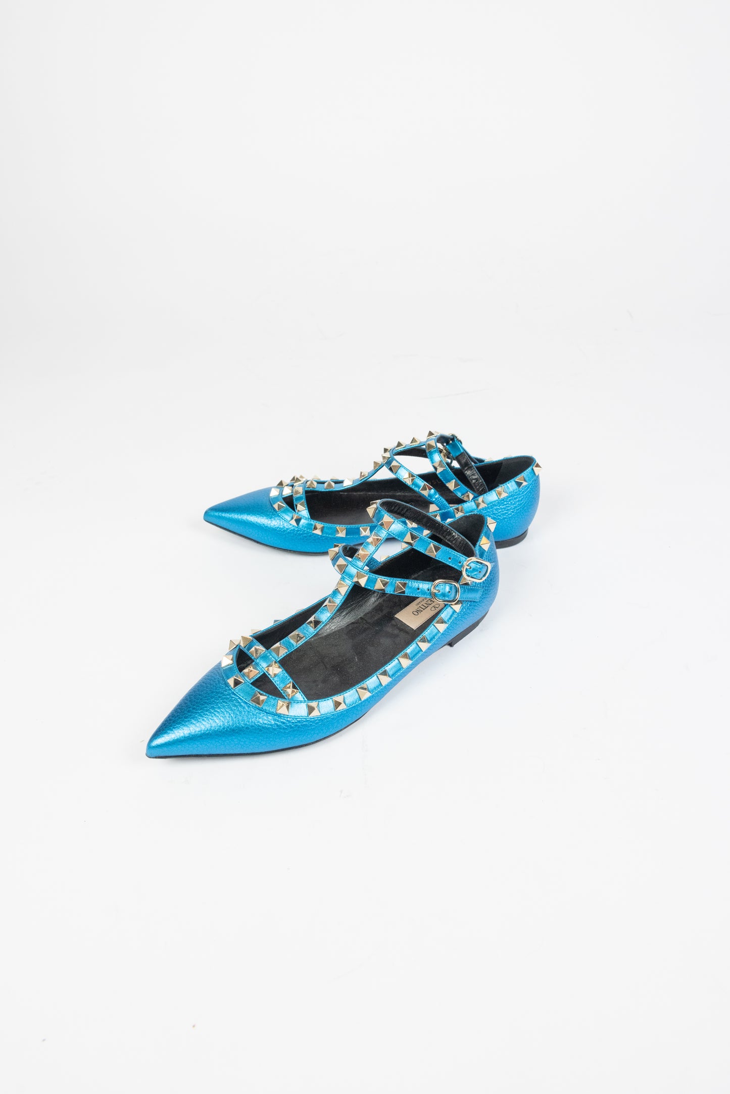 Valentino Blue Caged Rockstud Flats