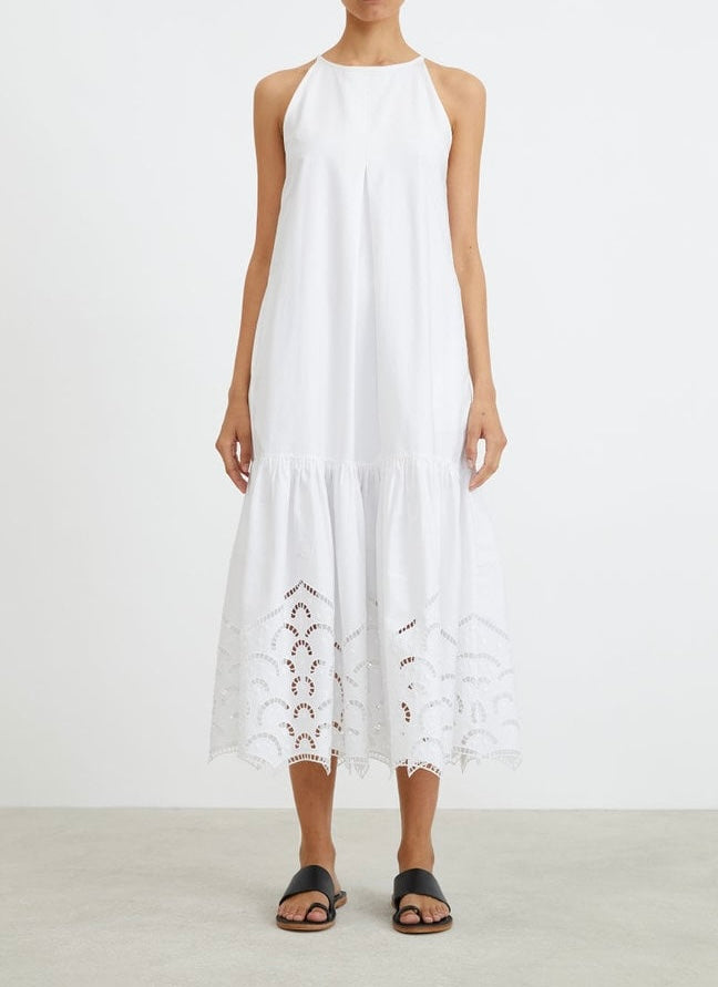 Rodebjer - Hermosa Embroidered White Sleeveless Dress