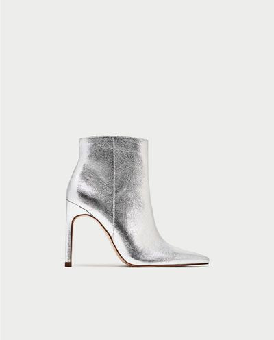 ZARA TRAFALUC silver pointy toe faux leather boots