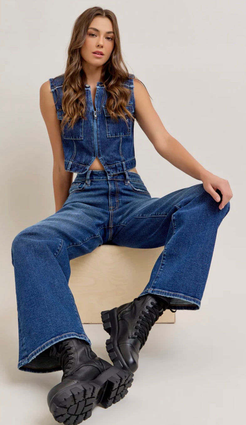 HIDDEN high rise wide leg dad jeans