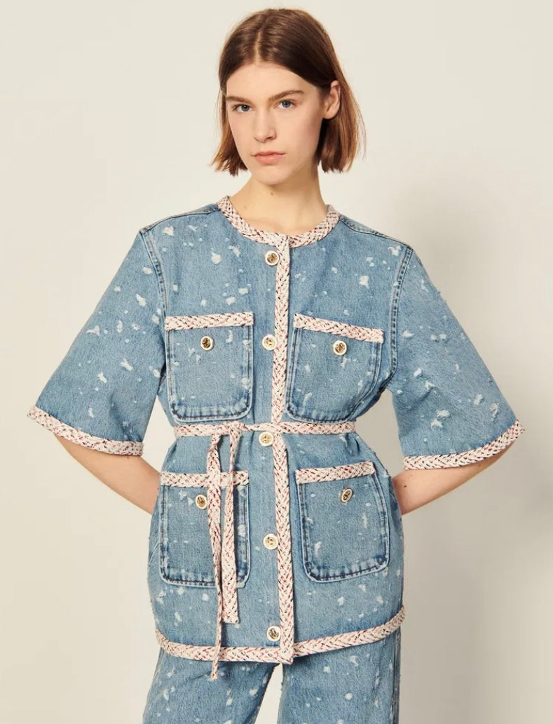 SANDRO
Short-Sleeved Denim Jacket