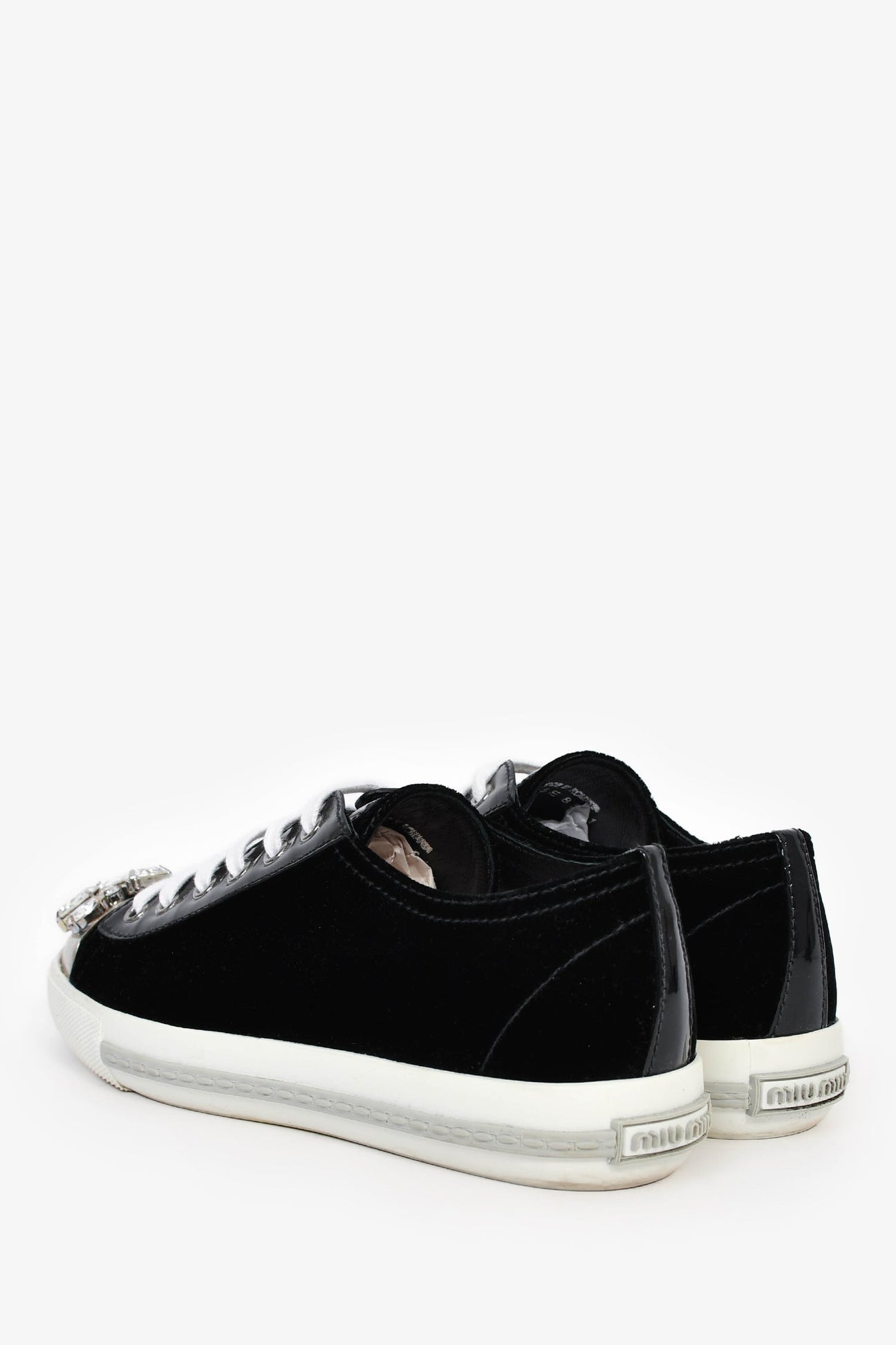 MIU MIU Velvet Crystal Embellished Sneakers