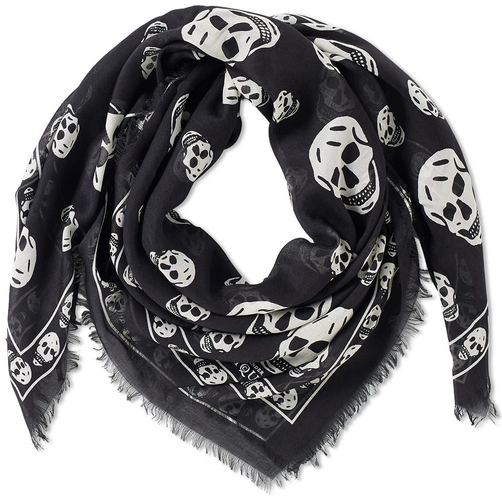 Alexander McQueen Black Skull Scarf