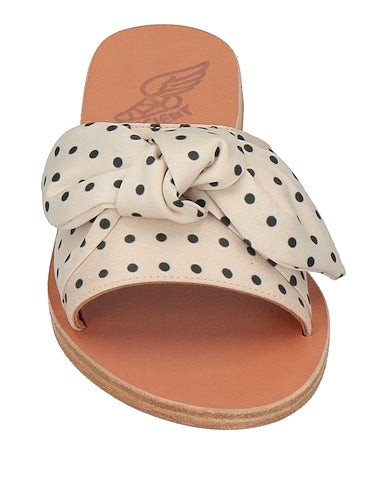 ANCIENT GREEK SANDALS white with black polka dots