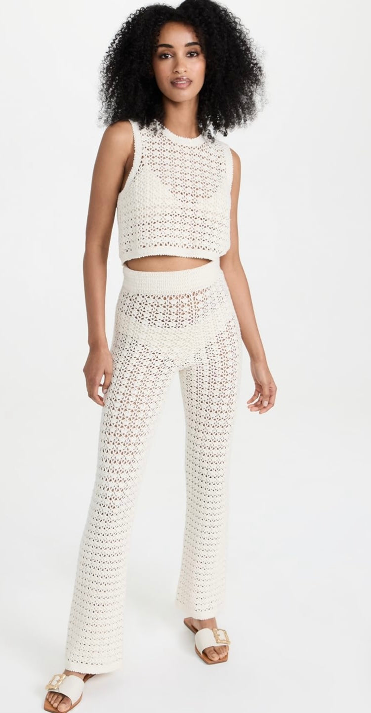 LESET
Lucy crocheted cotton straight-leg pants & Top - SET