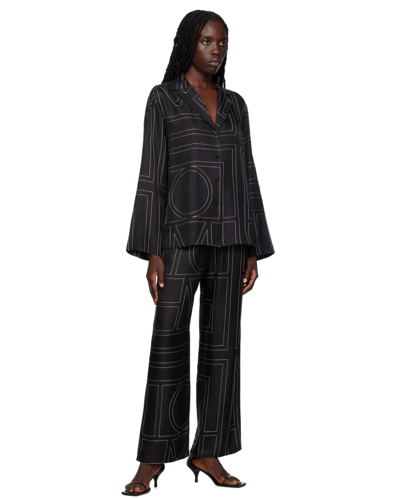 TOTEME
Black Monogram Shirt & Pants (being sold as a set)