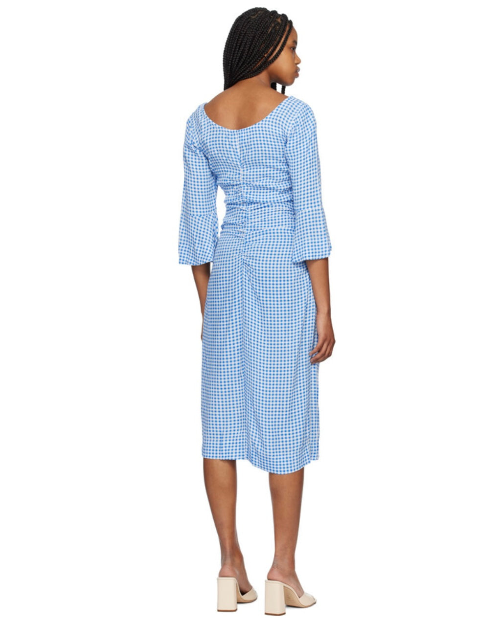 Ganni - Blue Gingham Midi Dress