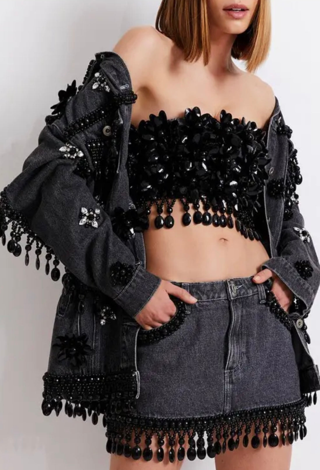 PATBO - HAND-BEADED DENIM JACKET