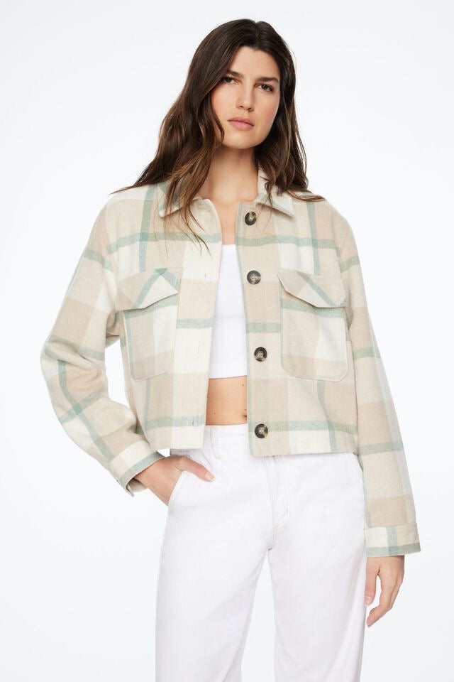 DYNAMITE cropped plaid shacket