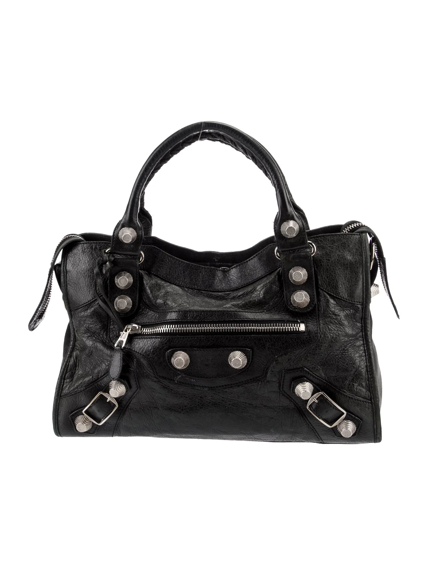 BALENCIAGA black city bag with silver hardware