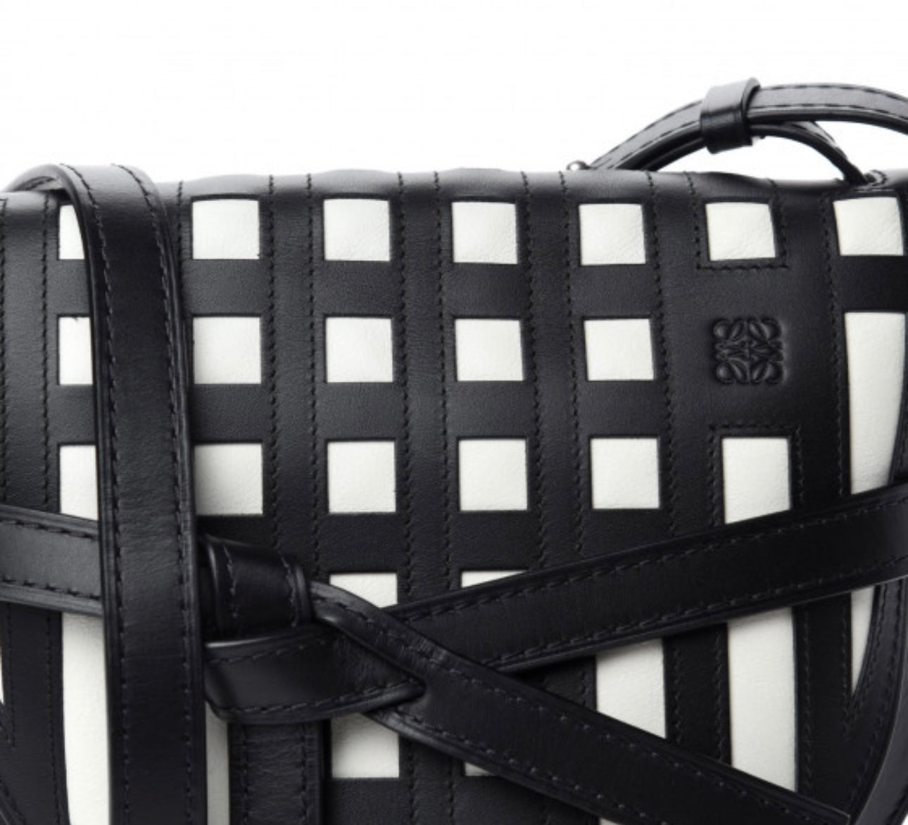 LOEWE -
Calfskin Small Gate Crossbody Bag Black White