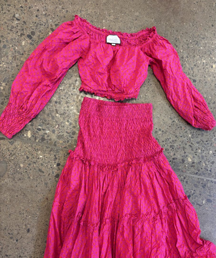 ALEXIS Polka Dot Cotton Set, Long Sleeve and Maxi Skirt