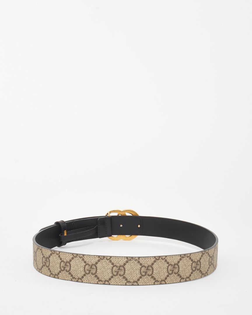 GUCCI Leather and Monogram GG Belt