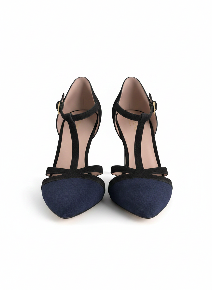 Gucci Navy Black Suede Pointed Toe D'orsay Pumps