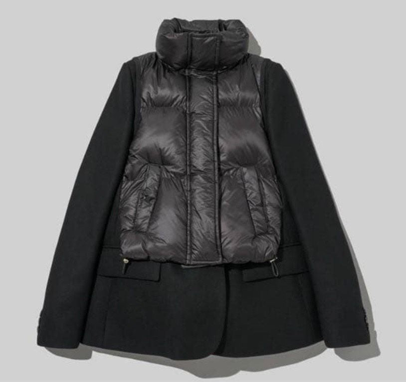 SACAI Wool and Puffer Coat