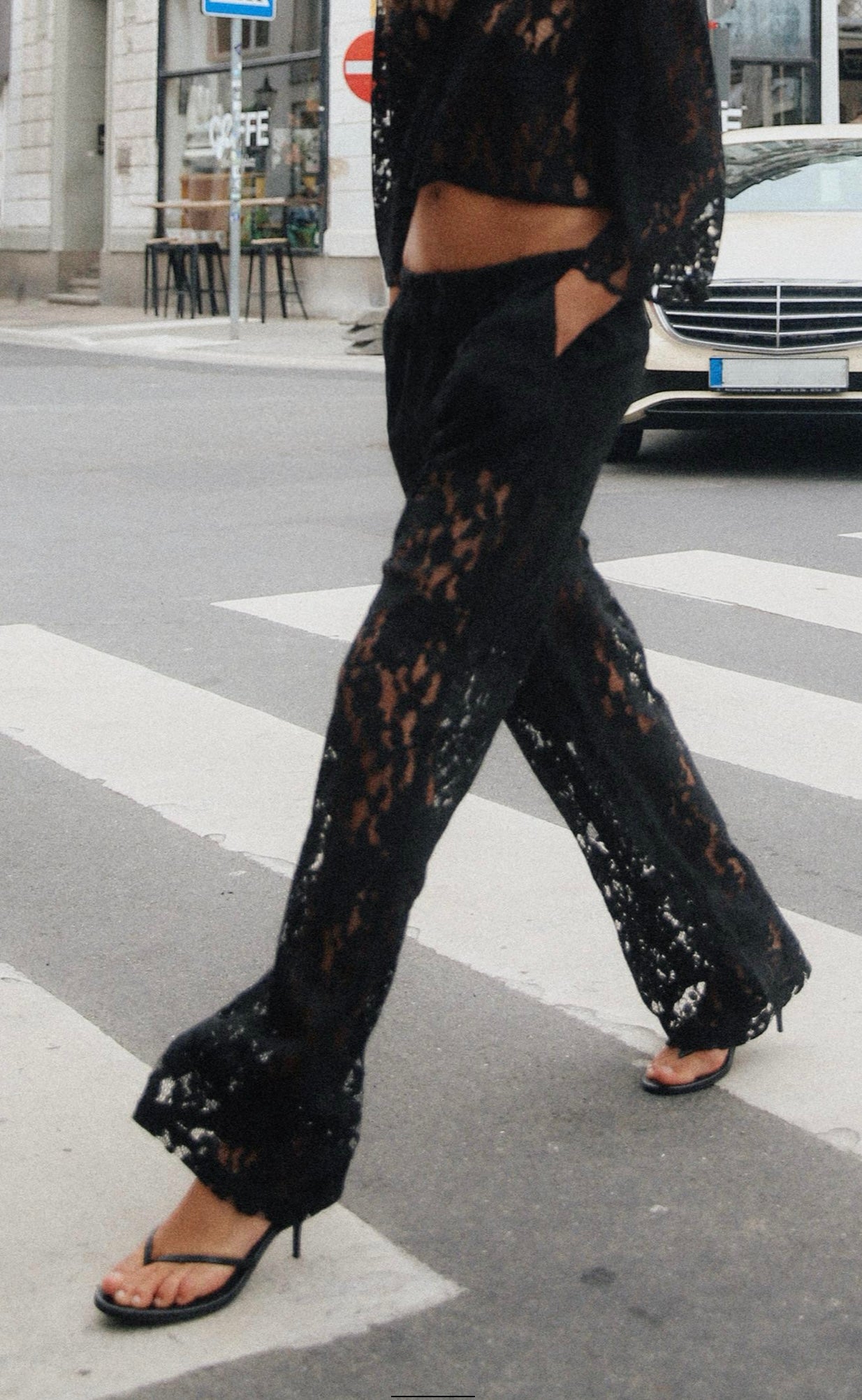 ZARA - STRAIGHT LEG LACE PANTS W/ MATCHING TOP (set)