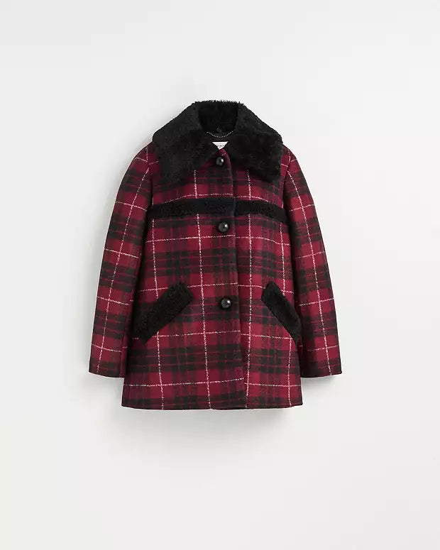 COACH RUNWAY plaid shearling jacket
