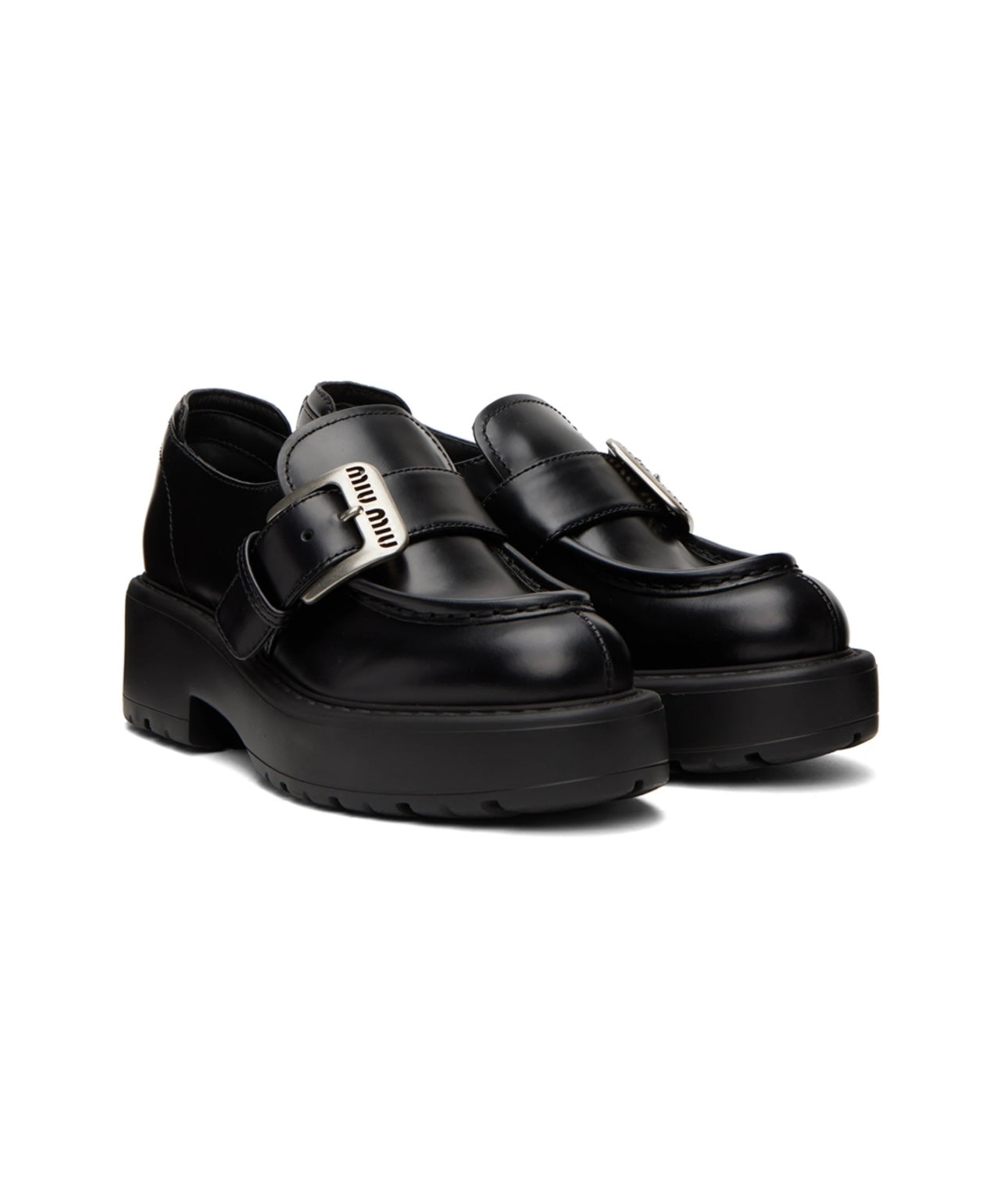 MIU MIU
Black Leather Buckle Loafers