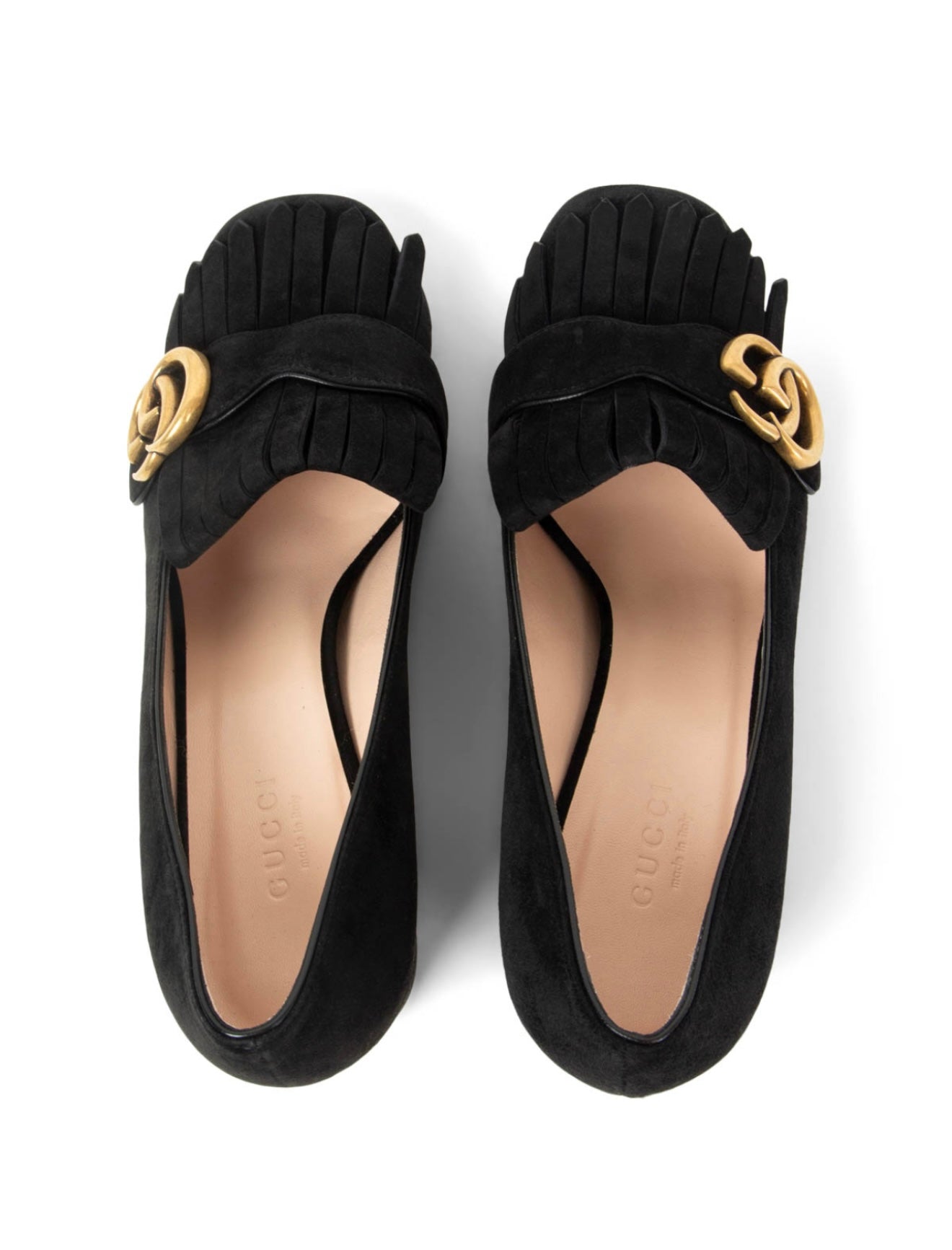 Gucci GG Marmont Fringe Mid Heel Heel Pumps Black
