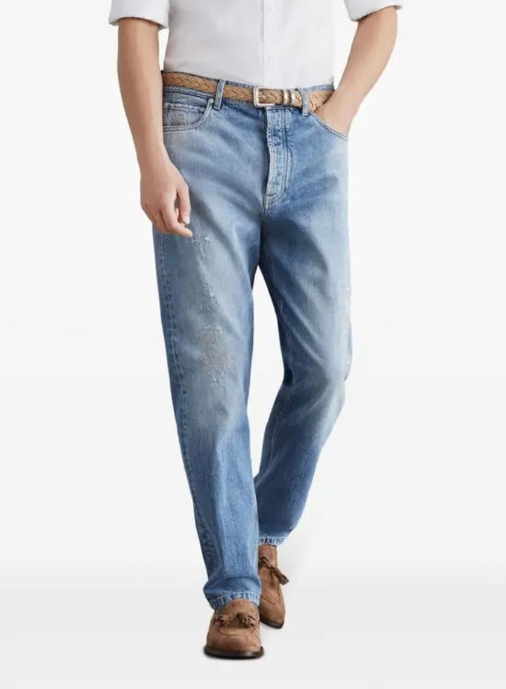 BRUNELLO CUCINELLI - MENS THE ICONIC FIT DISTRESSED JEANS