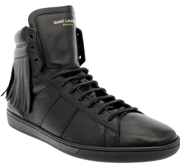 SAINT LAURENT black classic court fringe sneakers