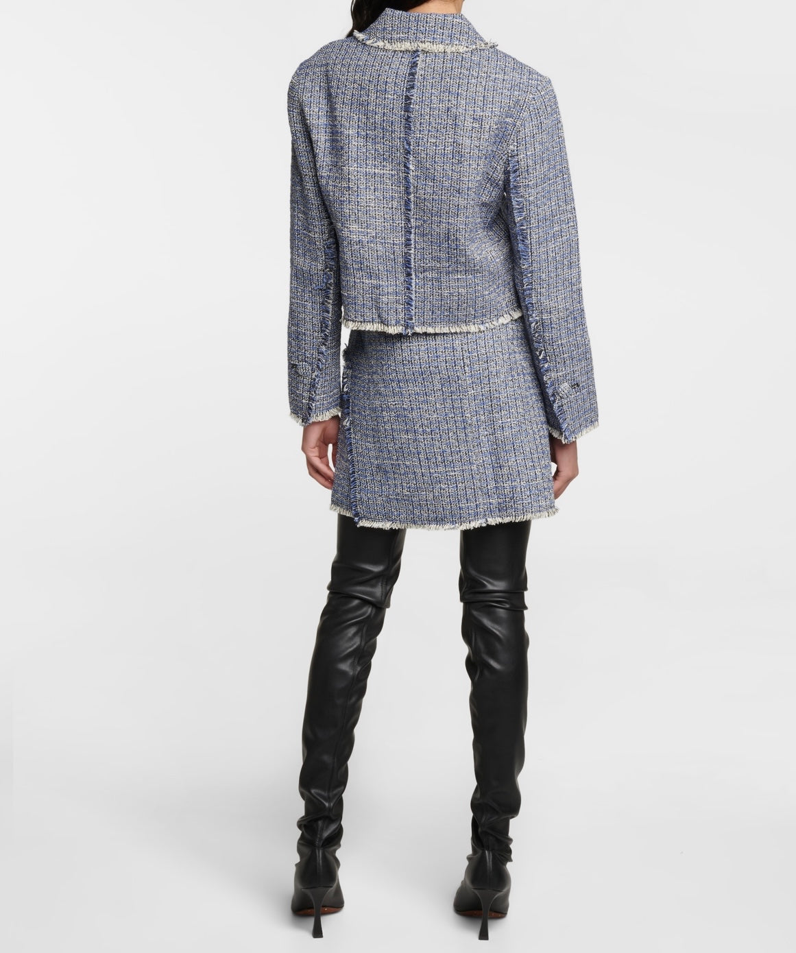 PROENZA SCHOULER WHITE LABEL
Cropped Tweed Jacket in Blue Multi