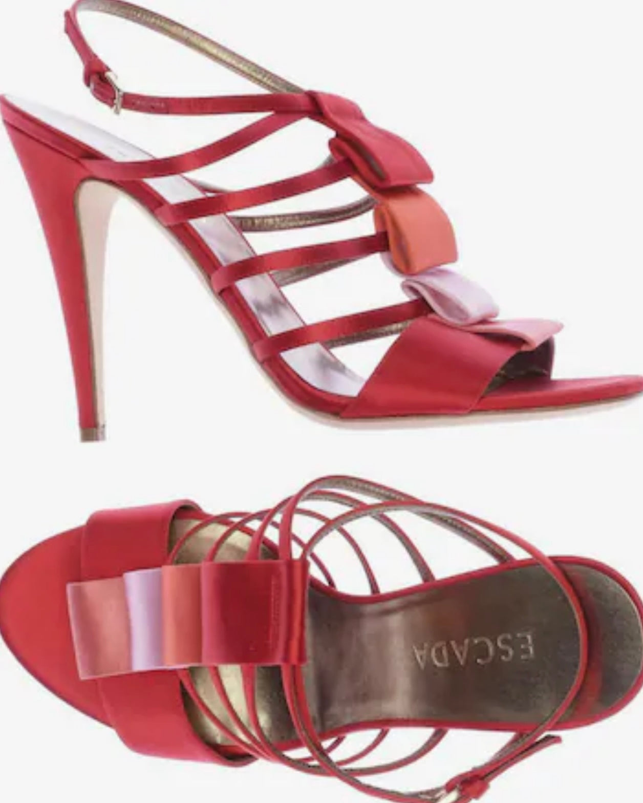 Escada - Red Satin Caged Sandals