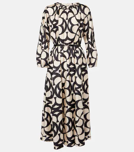 MAX MARA patterned long sleeve dress with belt