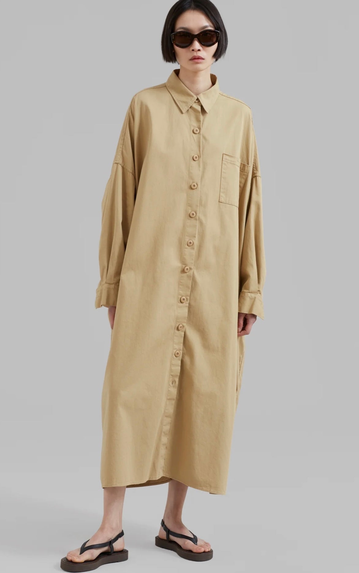 The Frankie Shop - KASON OVERSIZED SHIRT DRESS - SAHARA