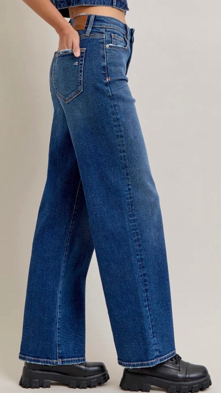 HIDDEN high rise wide leg dad jeans