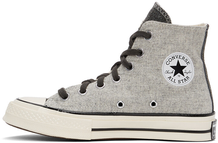 CONVERSE high tops, half ivory canvas half grey fabric